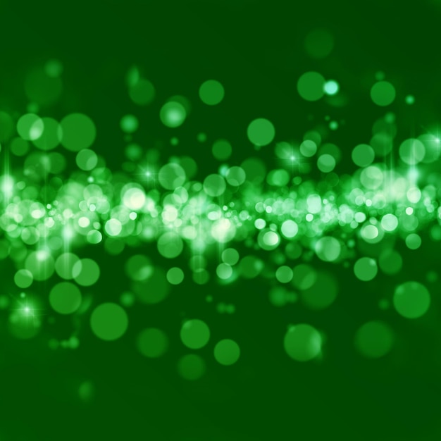 Christmas shiny background with lights and copy space in green colors