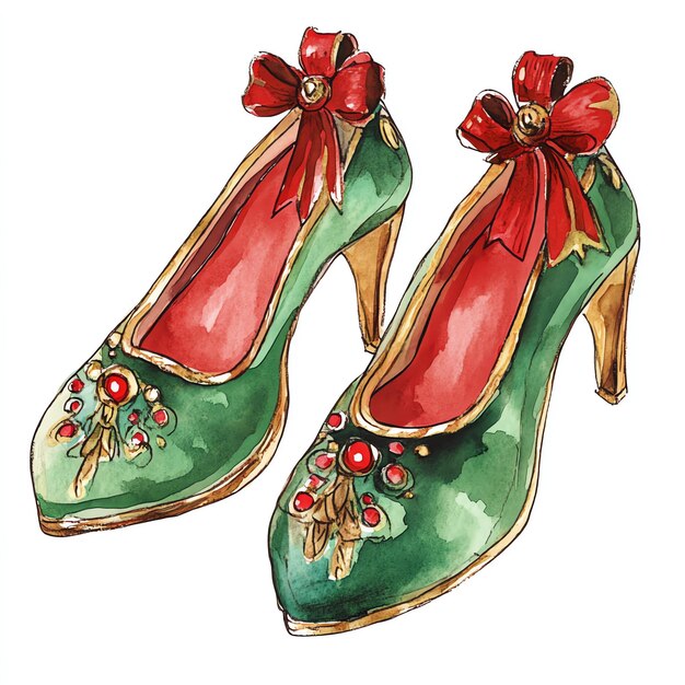 christmas shoes watercolor christmas