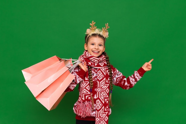 Christmas shopping for the holiday The child is shopping for the new year