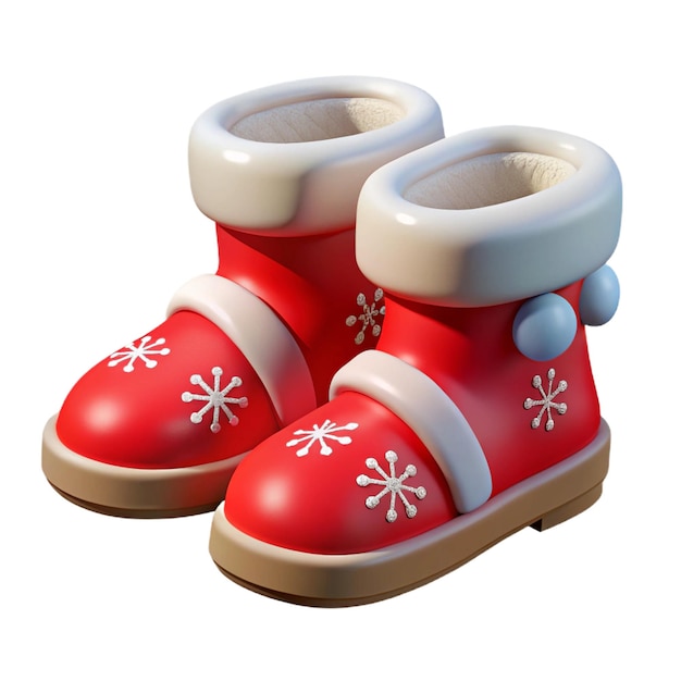 Photo christmas snow boots 3d cartoon style illustration