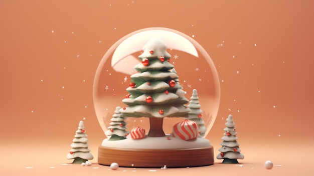 Christmas snow globe Christmas tree snow glob Minimalist style