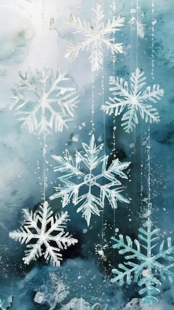 Christmas snowflakes on a watercolour texture