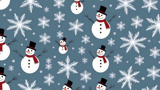 Christmas Snowman Digital Paper Seamless pattern with christmas