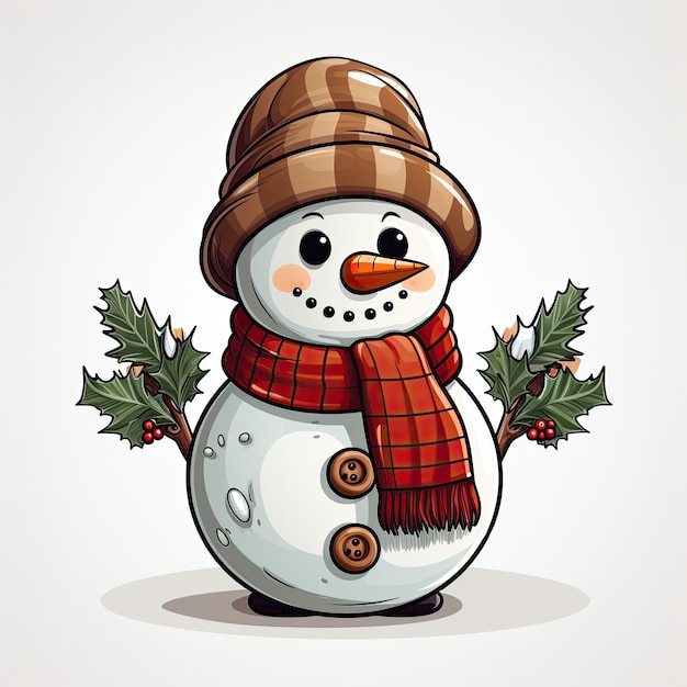 Christmas snowman vector decoration in white background