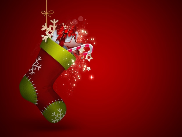 Christmas Sock with gifts - festive background