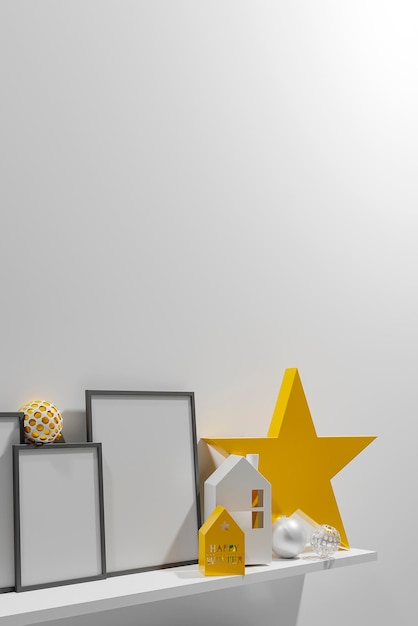 Christmas star decorations collection for mock up template design 3d render