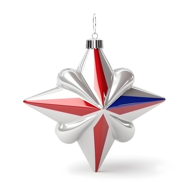 Christmas star toy in colors of Great Britain flag isolated on white background