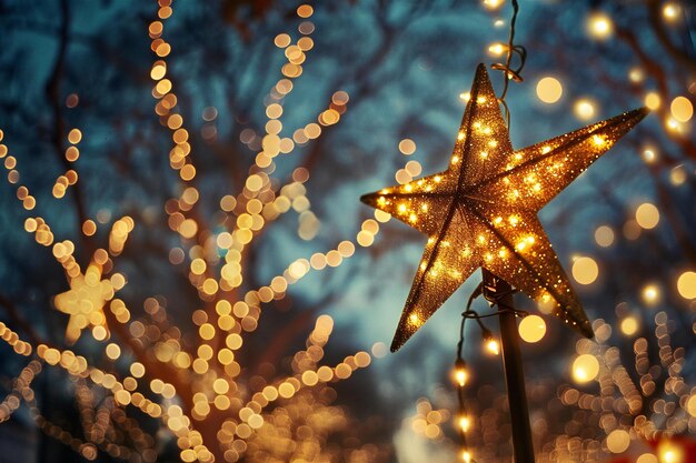 Christmas star with bokeh background christmas decoration