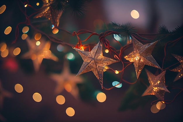 Christmas star with shiny defocused lightsgenerative ai