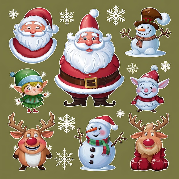 Christmas Sticker Collection on White Background