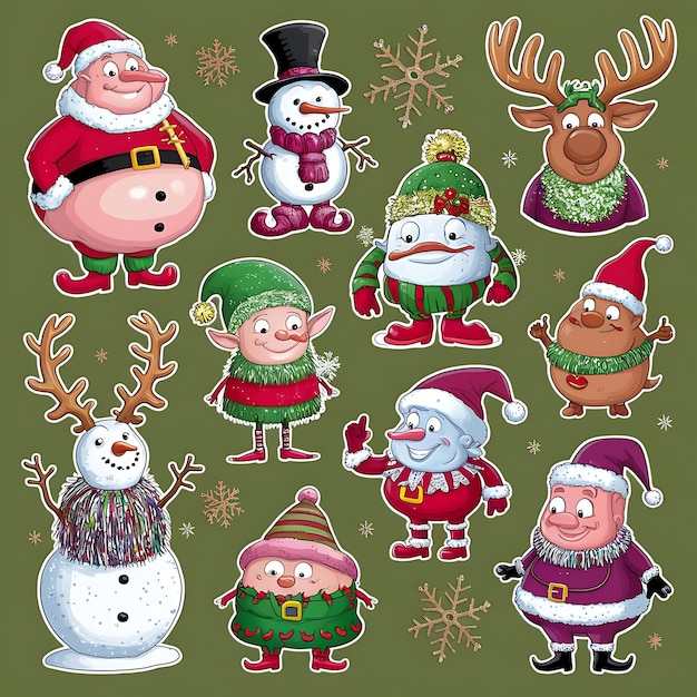 Photo christmas sticker collection on white background