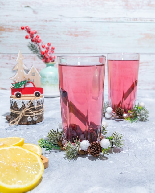 christmas still life with christmas drink