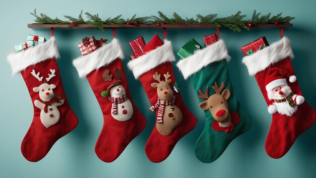 Photo a christmas stocking with a christmas stocking hanging from a string