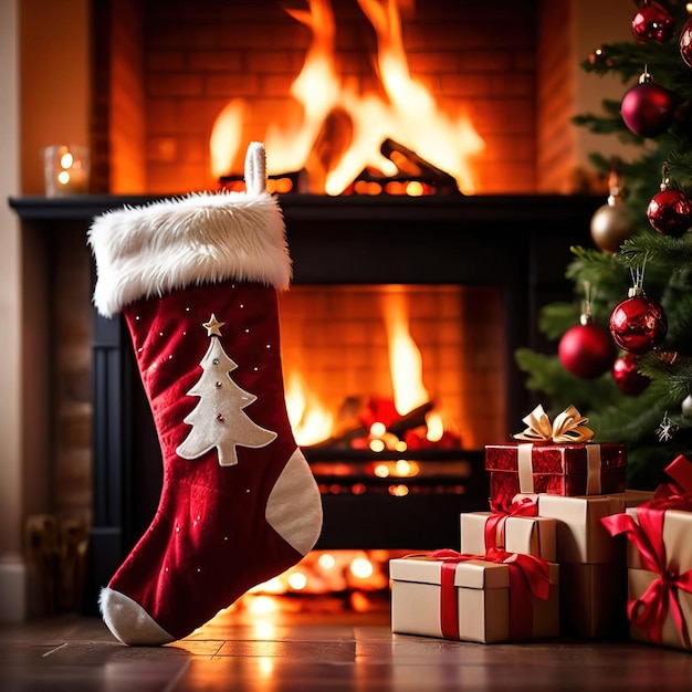 christmas stockings on fireplace