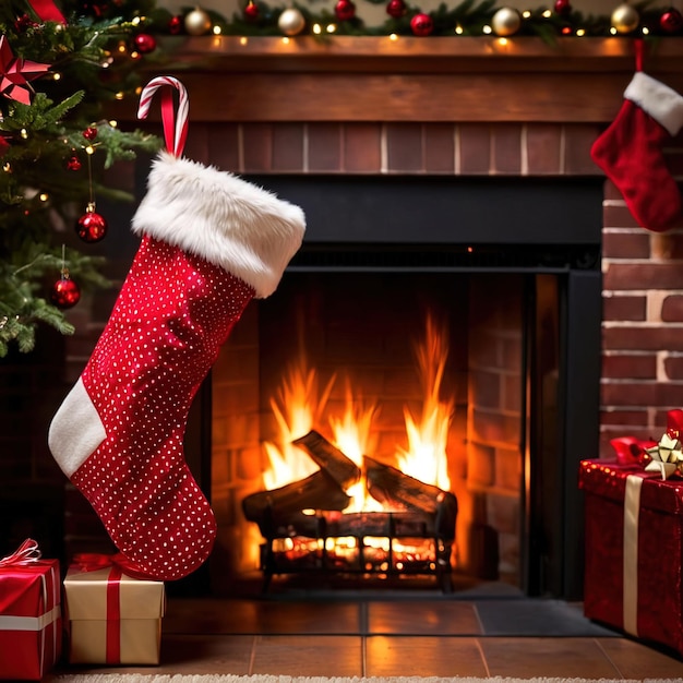 christmas stockings on fireplace