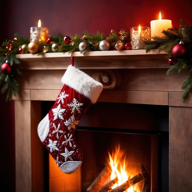 christmas stockings on fireplace