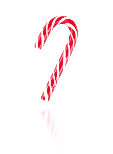 Christmas striped candy cane isolated on a white background stock photo