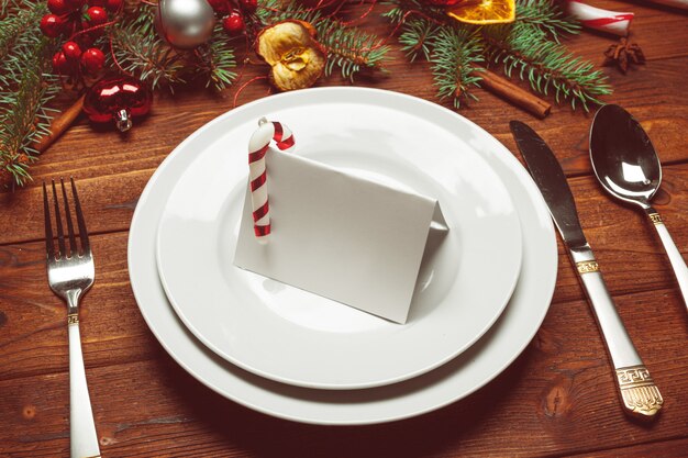 Christmas table place setting