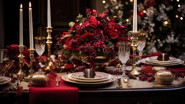 Christmas table setting holiday Generative AI