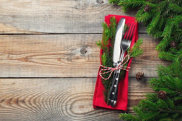 Christmas table setting with christmas decorations