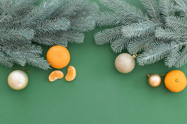 Christmas Tangerines tangerines on a green background