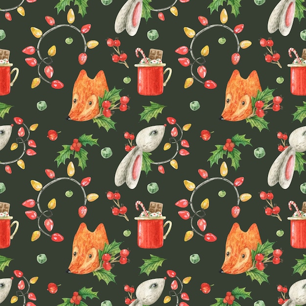 Christmas theme with fox and rabbit