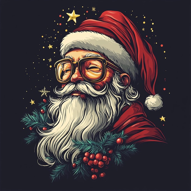 Christmas themed artwork design for tshirt print