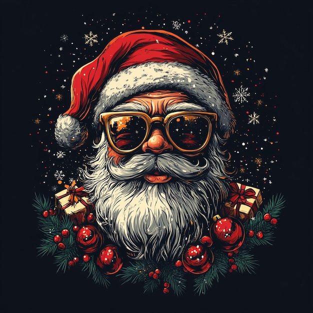 Christmas themed artwork design for tshirt print