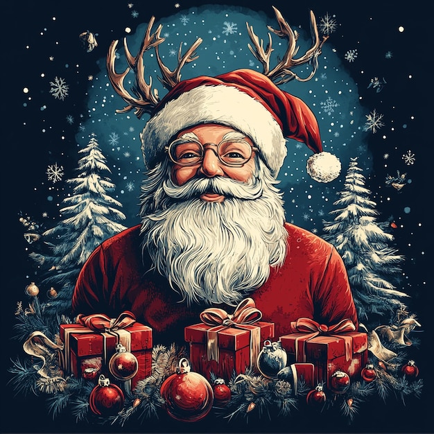 Christmas themed artwork design for tshirt print