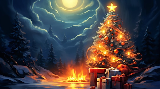 christmas_themed_wallpaper_with_christmas_tree_