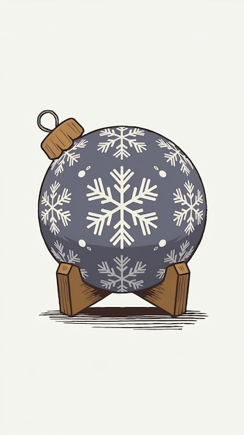 Photo christmas toy ball with snowflake cartoon style