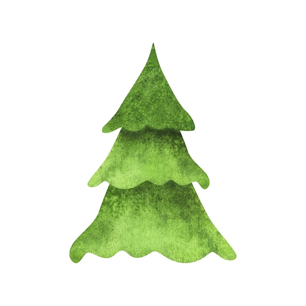 Christmas tree abstract isolated on white background Watercolor hand drawn Xmas illustration Art for design decoration