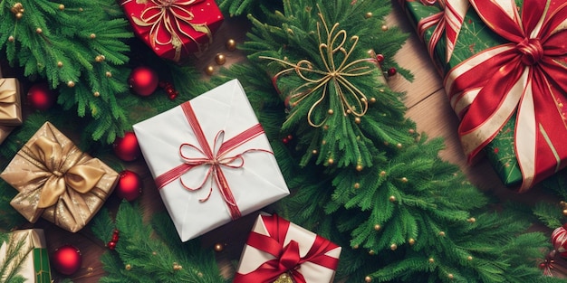 Christmas tree adorned with colorful gifts