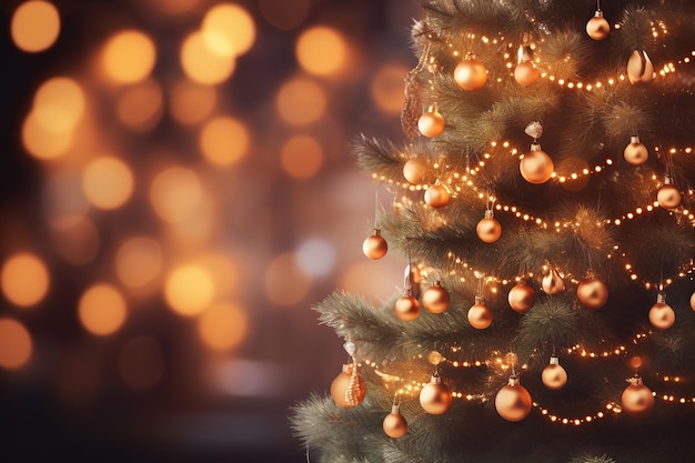 Christmas tree adorned with glimmering garlands Festive ambiance Made with Generative AI