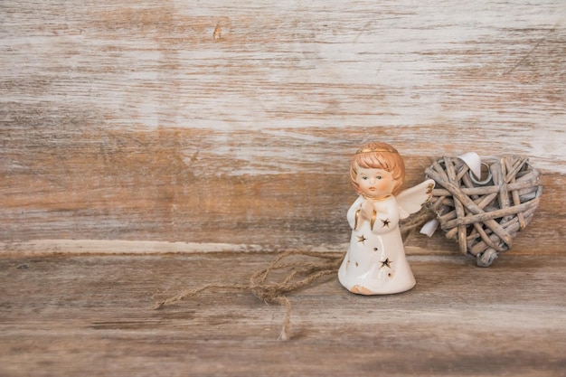 Christmas tree angel and ornamentsred and white Christmas Balls with angel with Red Beads Home decoration for winter holidays