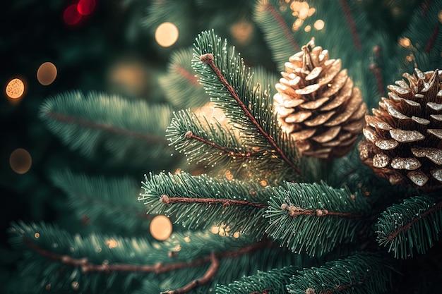 Christmas tree background in close up