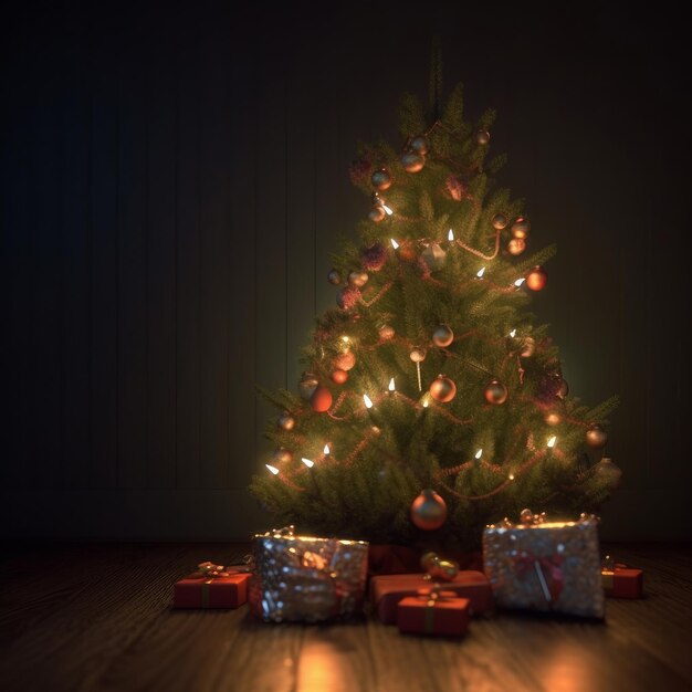 Christmas tree background Illustration AI GenerativexA