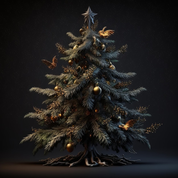 Christmas tree background Illustration AI GenerativexA