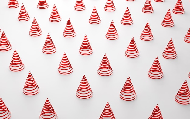 Christmas tree background made of red ribbons