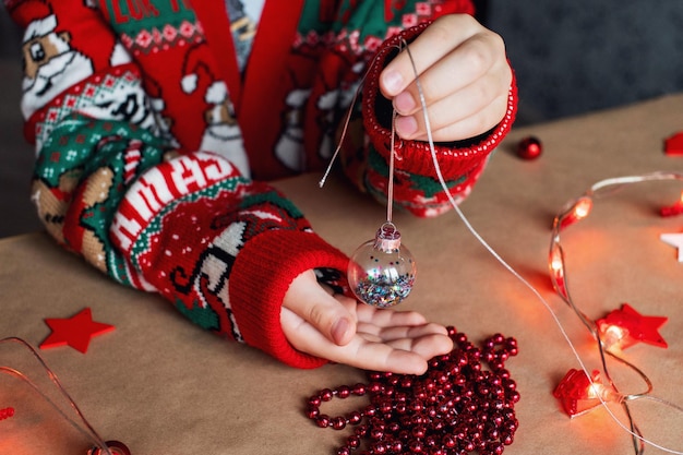 Christmas tree ball in your hands