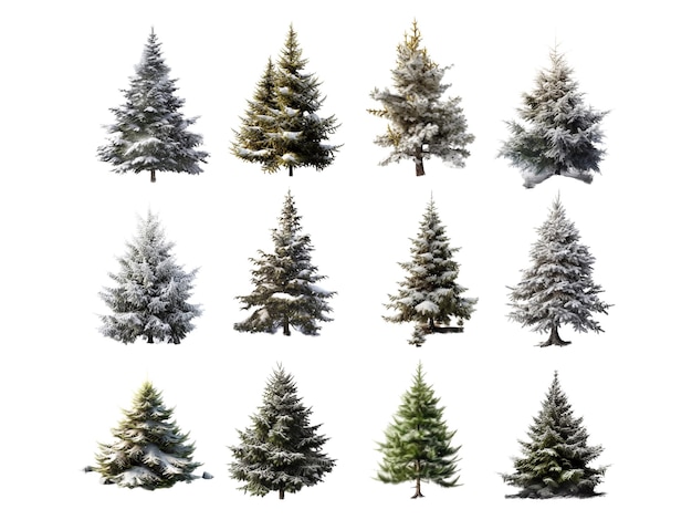 Christmas tree collection isolated on a white background