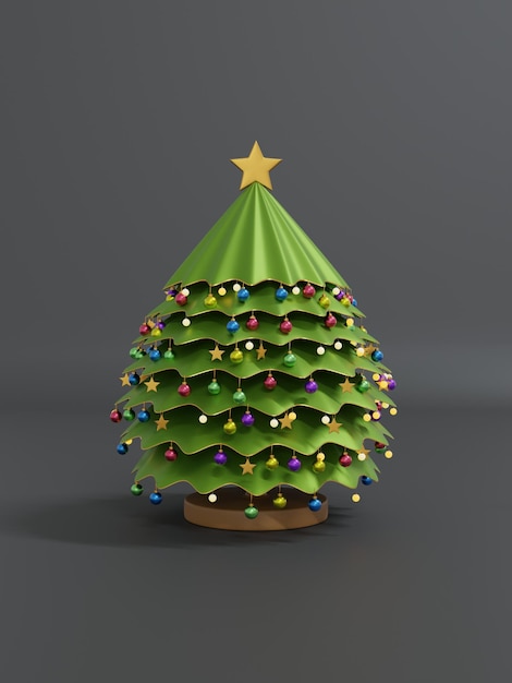 Christmas tree decoration 3D rendering