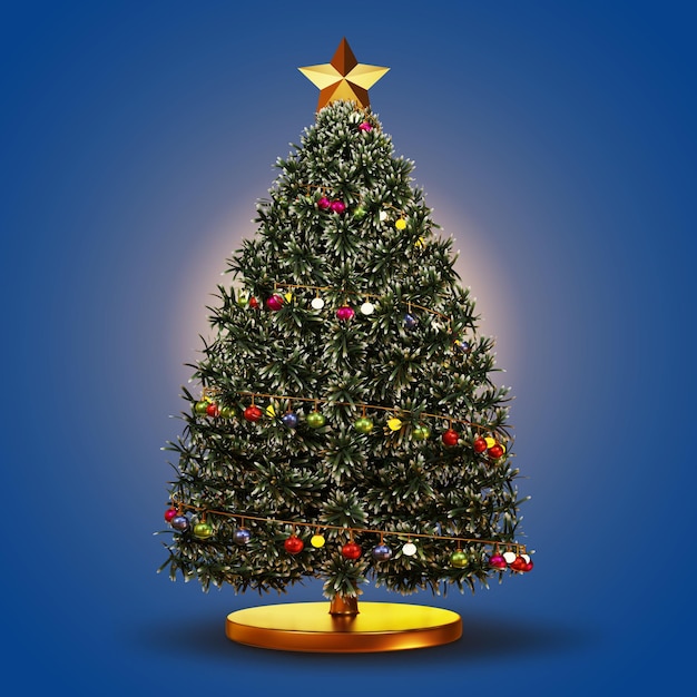 Christmas tree decoration 3D rendering