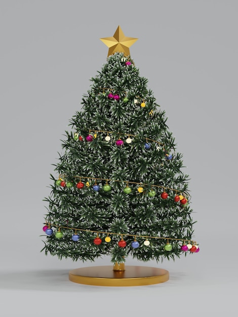 Christmas tree decoration 3D rendering