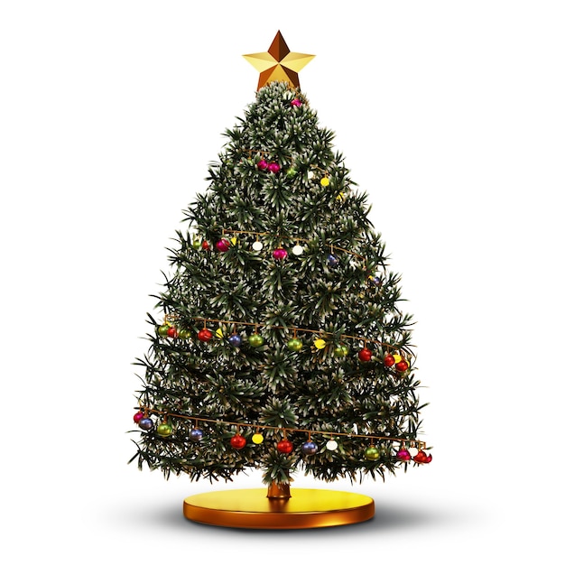 Christmas tree decoration 3D rendering