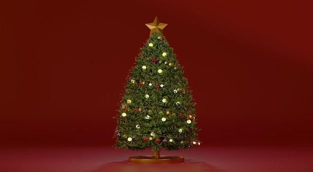 Christmas tree decoration banner with copy space