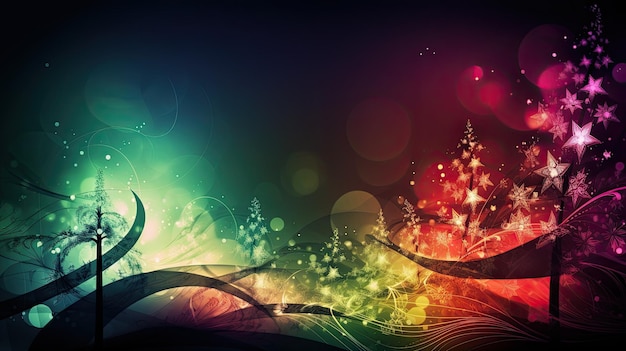 Christmas tree decoration indoor wallpaper Colourful ornaments and lights Generative AI