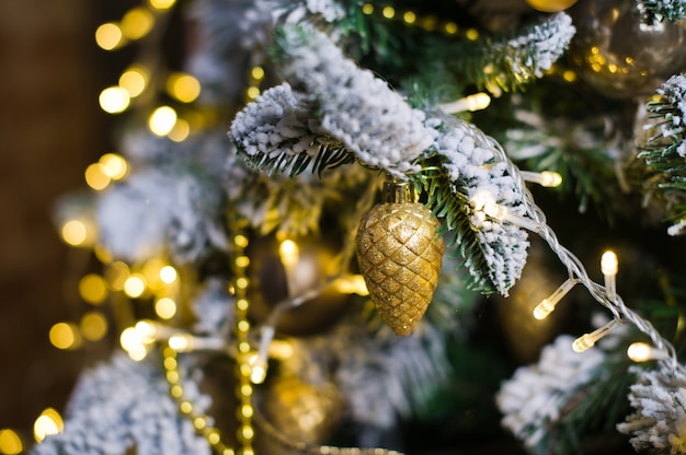 Christmas tree decorations on a festive tree.