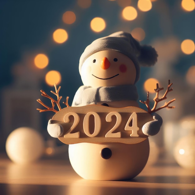 christmas tree and decorations happy new year 2024