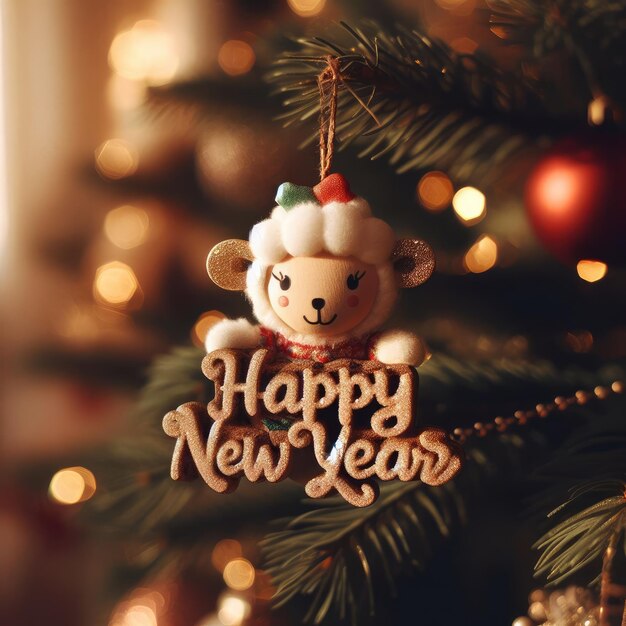 christmas tree and decorations happy new year 2024